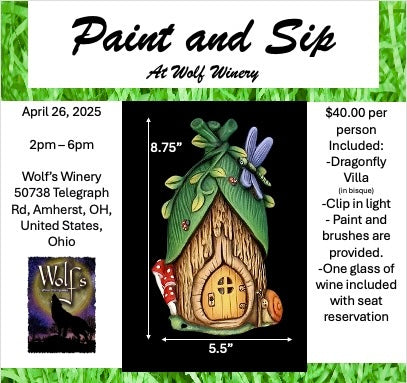 Dragonfly Villa 8.25" Paint and Sip at Wolf Winery