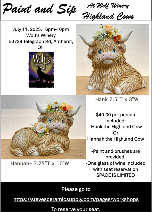 Paint and Sip Highland Cows at Wolf Winery