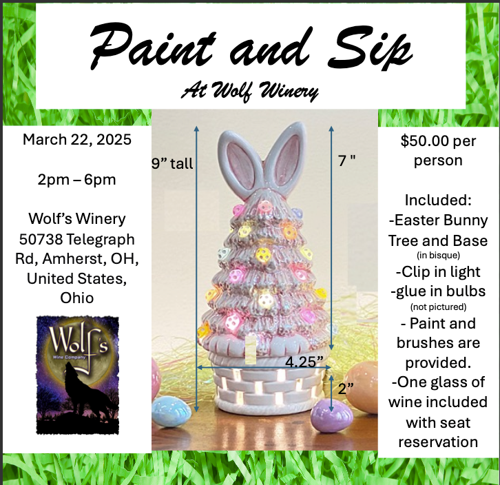 Easter Bunny Tree 9" Paint and Sip at Wolf Winery